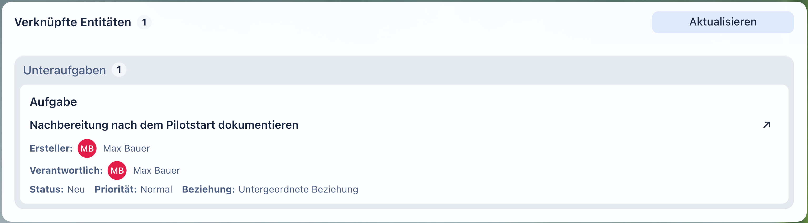 Aufgabenbeziehungen in der Aufgabenkarte